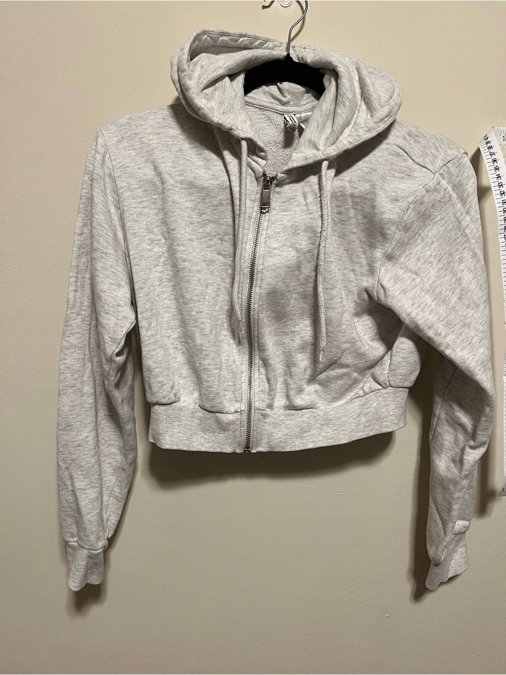H&M Light Gray Cropped Zip-Up Hoodie
